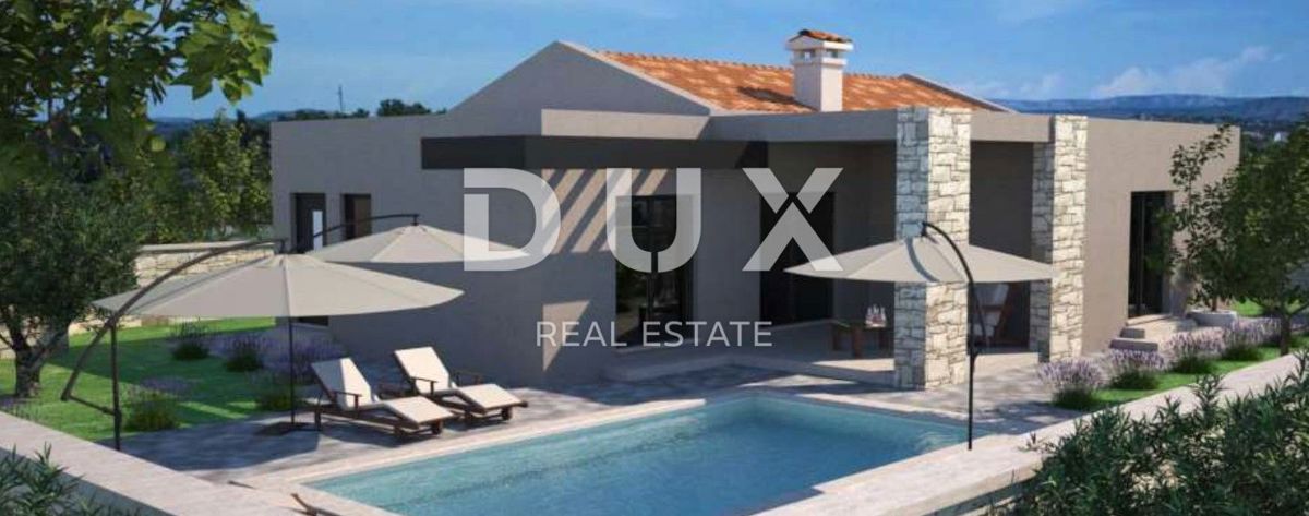 ISTRA, SVETVINČENAT - Moderna enonadstropna hiša z bazenom, nedokončana