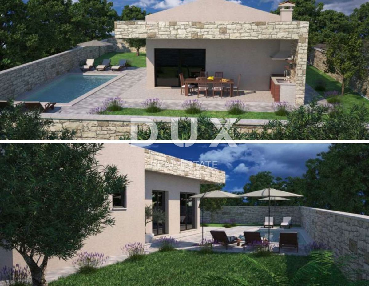 ISTRA, SVETVINČENAT - Moderna enonadstropna hiša z bazenom, nedokončana