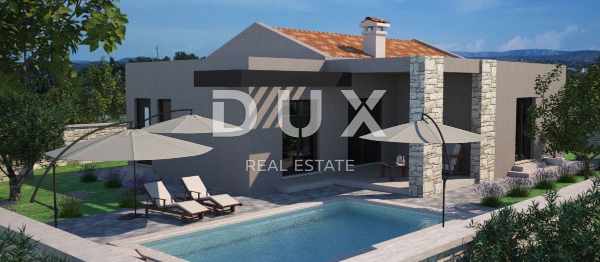 ISTRA, SVETVINČENAT - Moderna enonadstropna hiša z bazenom, nedokončana