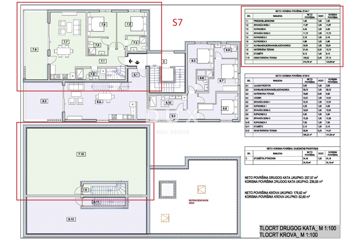 ŠIBENIK, SRIMA - Luksuzni penthouse s strešno teraso, pogledom na morje in dvigalom, 70 m od plaže