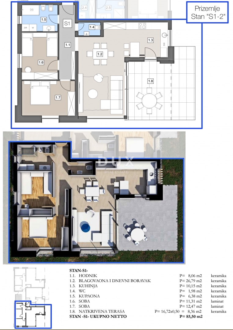 ISTRA, LABIN - Stanovanje v pritličju moderne novogradnje