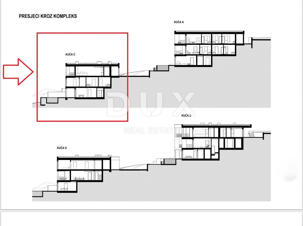 RIJEKA, KOSTRENA - ekskluzivno dvoetažno stanovanje 212,23m2 novogradnja s čudovitim pogledom na morje in bazen + vrt 153,70m2 - S2-C