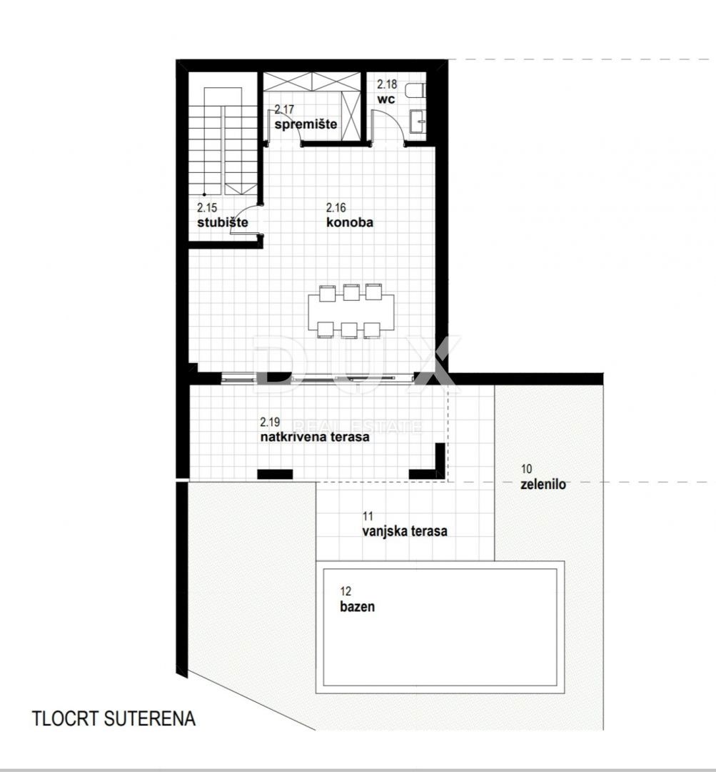 RIJEKA, KOSTRENA - ekskluzivno dvoetažno stanovanje 212,23m2 novogradnja s čudovitim pogledom na morje in bazen + vrt 153,70m2 - S2-C