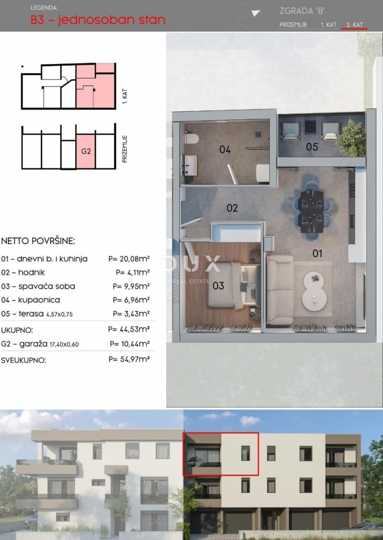 Stanovanje Monvidal, Pula, 54,97m2