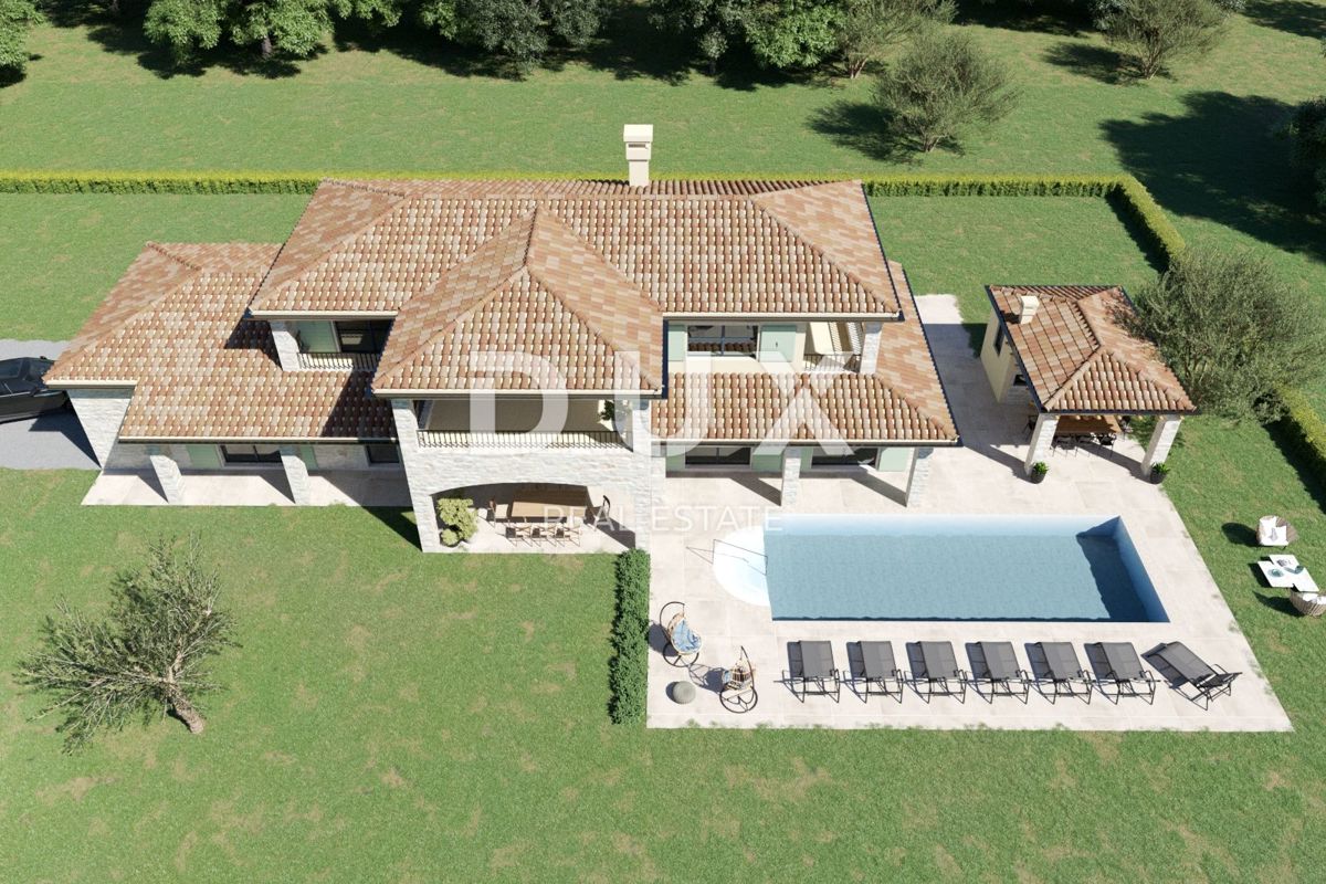 ISTRA, KAŠTELIR - Fascinantna kamnita vila s panoramskim pogledom na morje