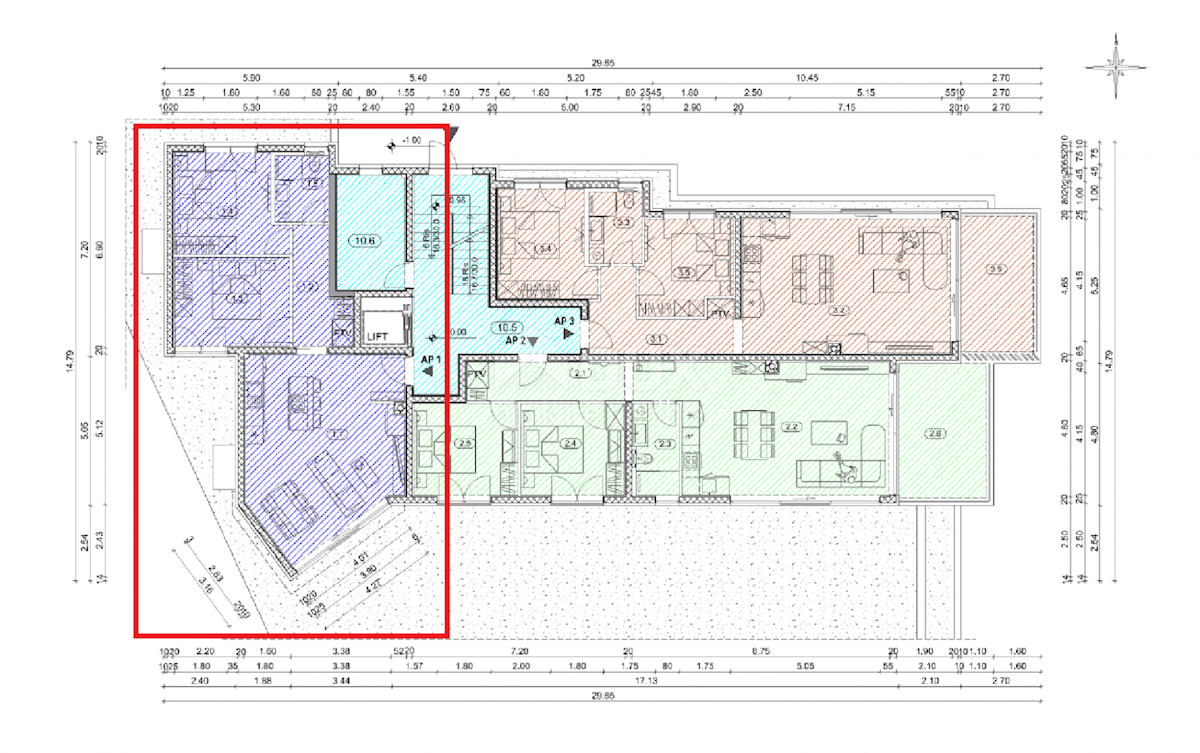 OPATIJA, CENTER - novozgrajeno stanovanje 65,02m2 s panoramskim pogledom na morje + okolica 91,54m2 - STANOVANJE 1