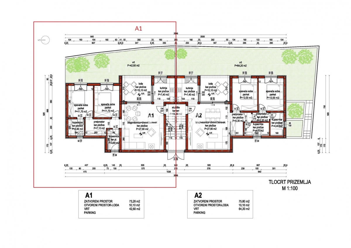 PRIMOŠTEN, DOLAC – Stanovanje v pritličju z vrtom in popolnim razgledom
