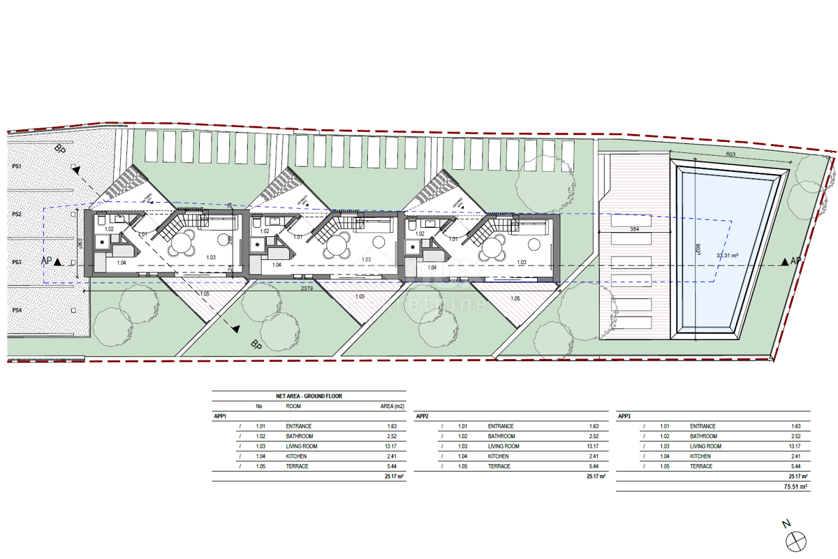 LABIN, SVETA MARINA - gradbeno zemljišče 500m2 s pogledom na morje in idejnim projektom