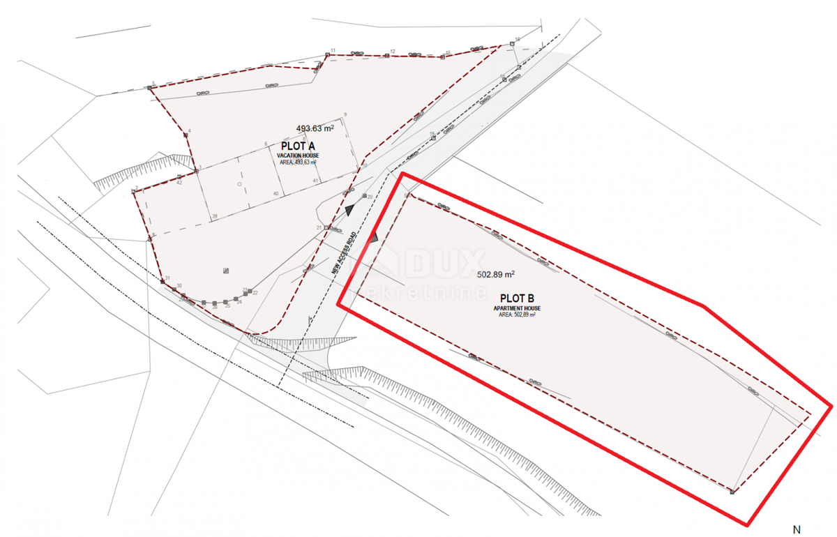 LABIN, SVETA MARINA - gradbeno zemljišče 500m2 s pogledom na morje in idejnim projektom