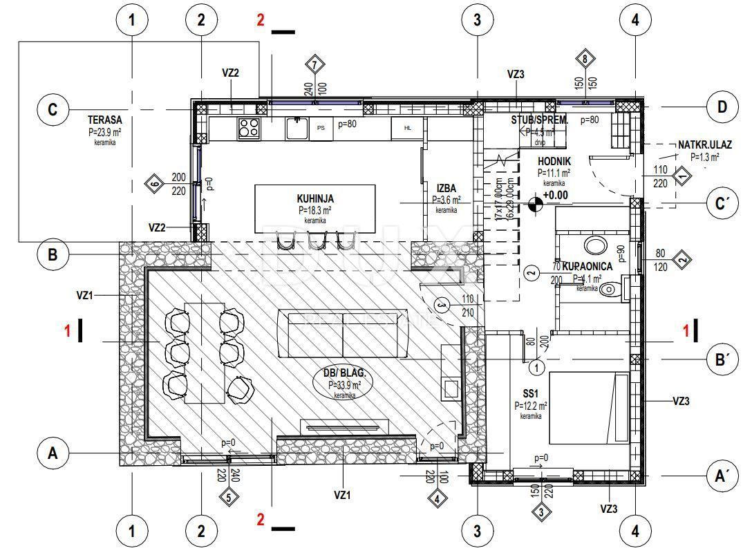 ISTRA, ŠTOKOVCI - Vila z bazenom v roh-bau fazi + gradbeno zemljišče 550 m2