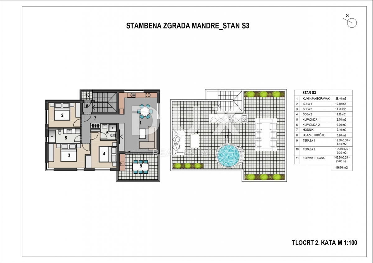 Stanovanje Mandre, Kolan, 10m2