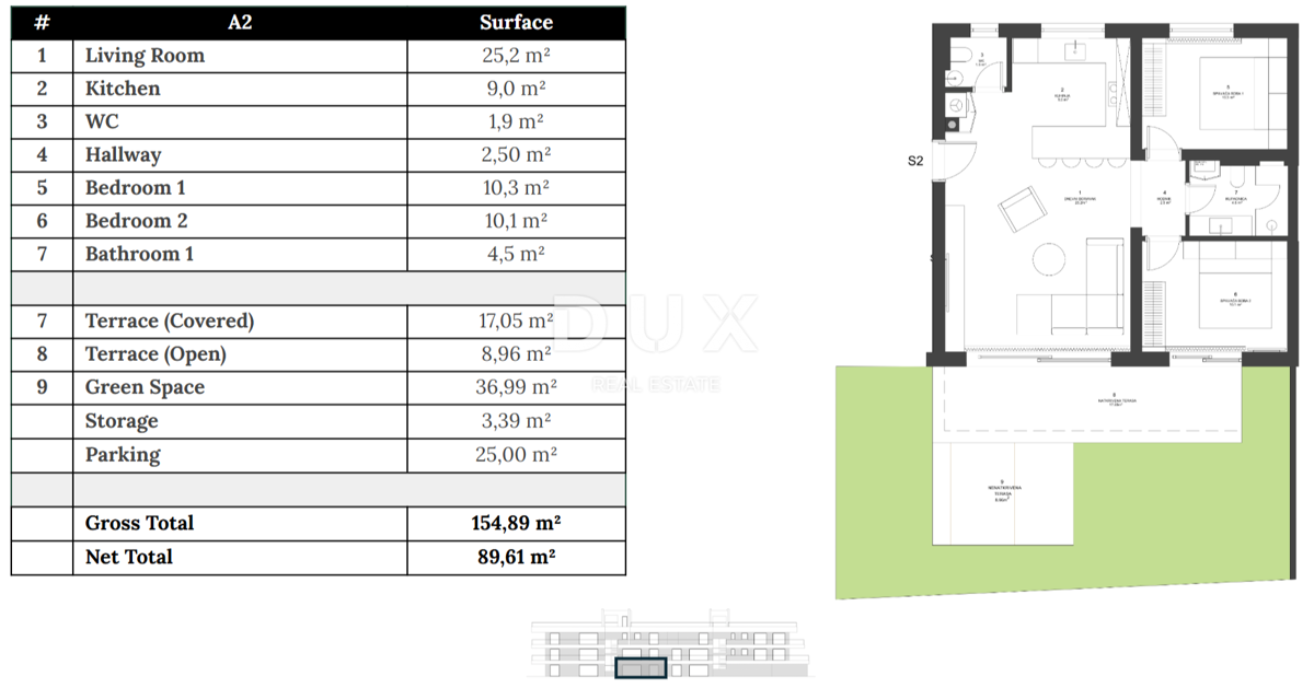 ZADAR, ZATON - Novogradnja z vrtom 45 metrov od plaže! A2