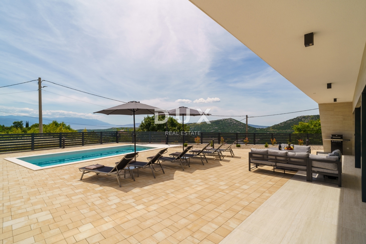 CRIKVENICA, BRIBIR - moderna vila z bazenom, pogled na morje