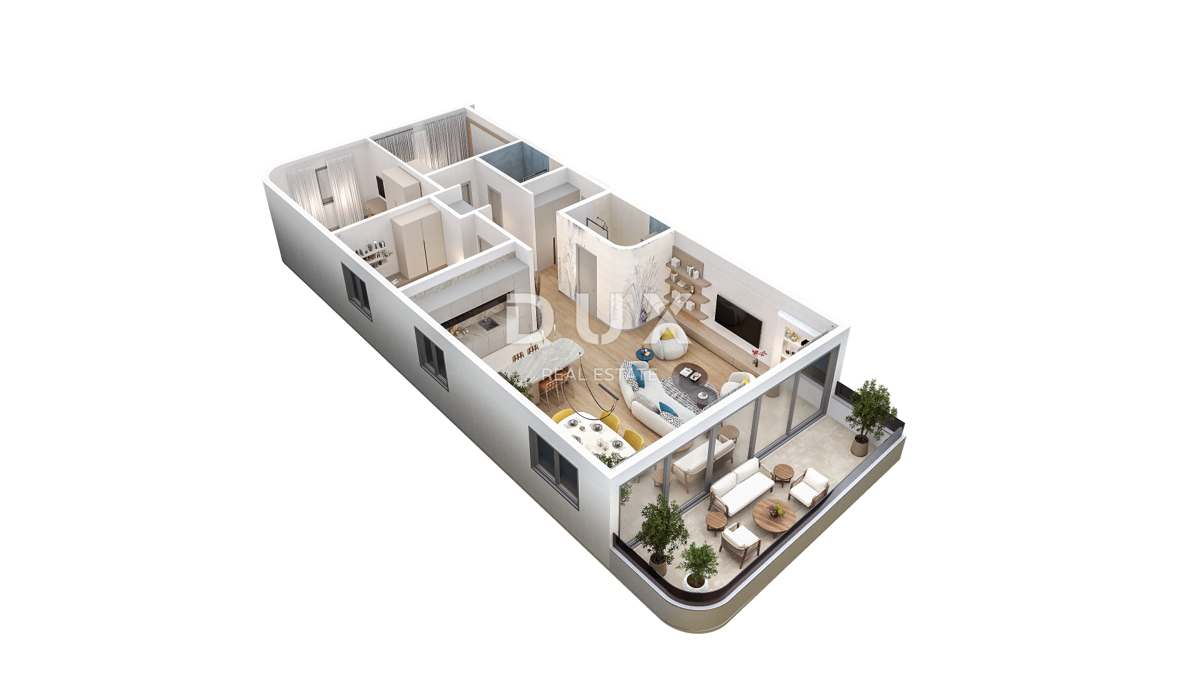 RIJEKA, KANTRIDA - 151m2 veliko stanovanje v luksuzni novogradnji le 250 metrov od morja z garažo in panoramskim pogledom na morje