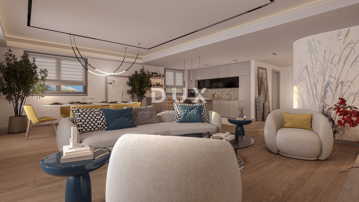 RIJEKA, KANTRIDA - 151m2 veliko stanovanje v luksuzni novogradnji le 250 metrov od morja z garažo in panoramskim pogledom na morje