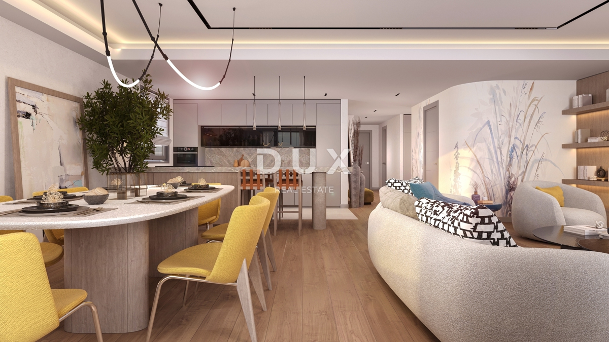 RIJEKA, KANTRIDA - 151m2 veliko stanovanje v luksuzni novogradnji le 250 metrov od morja z garažo in panoramskim pogledom na morje