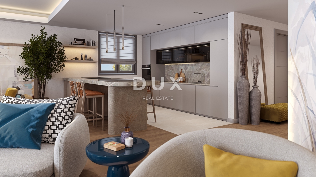 RIJEKA, KANTRIDA - 151m2 veliko stanovanje v luksuzni novogradnji le 250 metrov od morja z garažo in panoramskim pogledom na morje