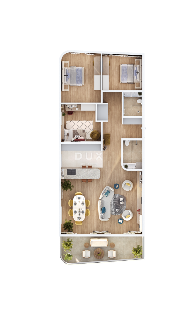 RIJEKA, KANTRIDA - 151m2 veliko stanovanje v luksuzni novogradnji le 250 metrov od morja z garažo in panoramskim pogledom na morje