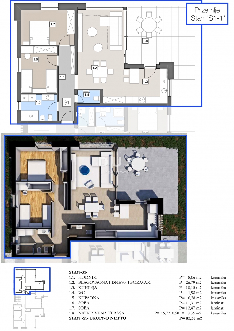 ISTRA, LABIN - Stanovanje v pritličju moderne novogradnje