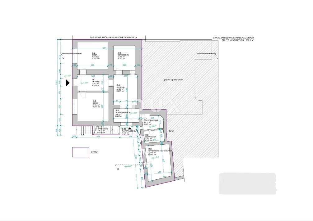 MATULJI, CENTER - pol samostojna hiša 310m2 s pogledom na morje + vrt 900m2