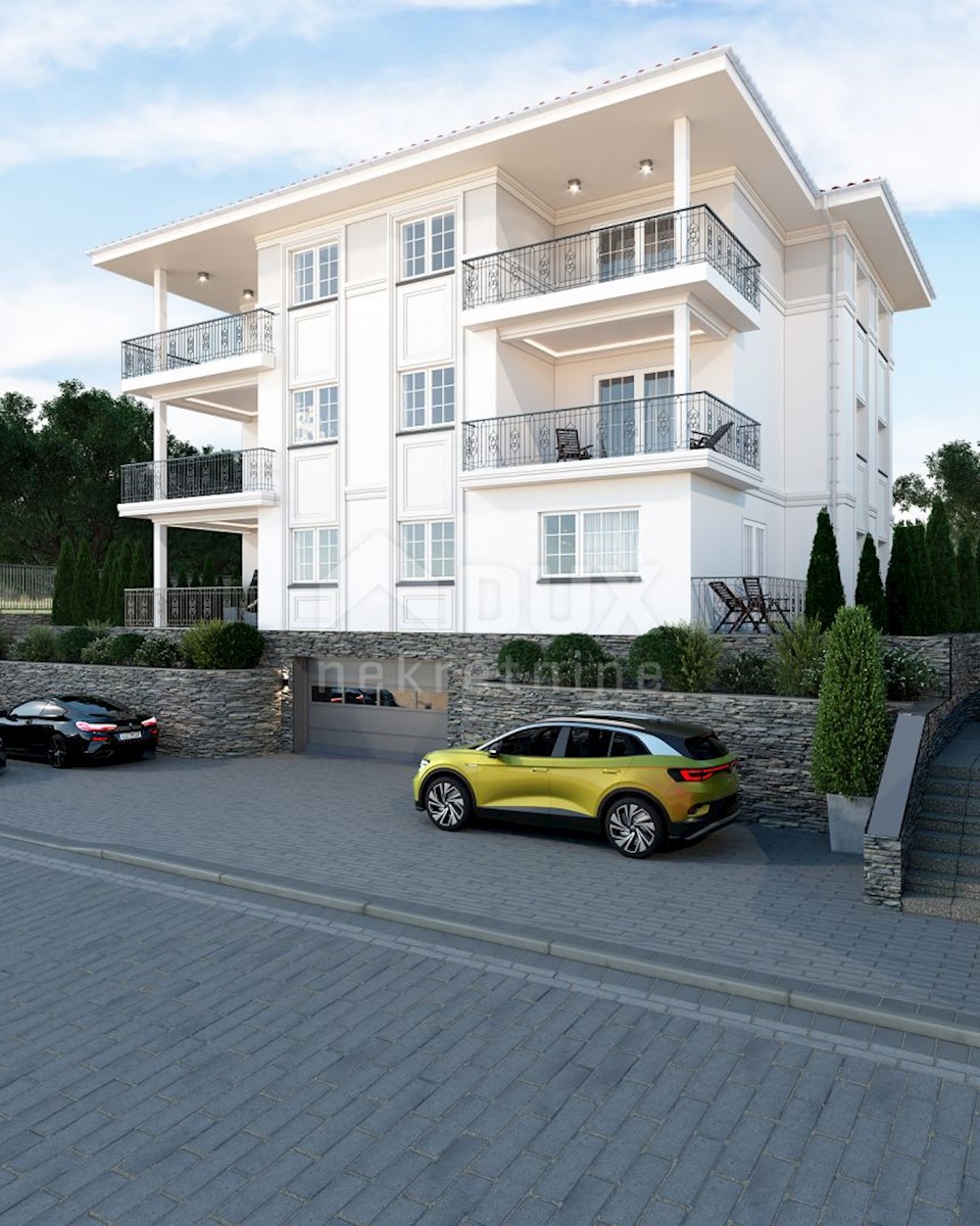 OPATIJA, IČIĆI - veliko stanovanje s teraso v novogradnji avtentične arhitekture z bazenom v bližini morja in Opatije