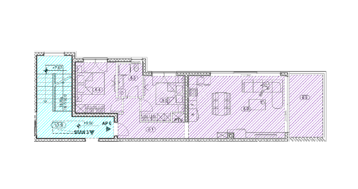 OPATIJA, CENTER - novozgrajeno stanovanje 77,09m2 s panoramskim pogledom na morje - STANOVANJE 6