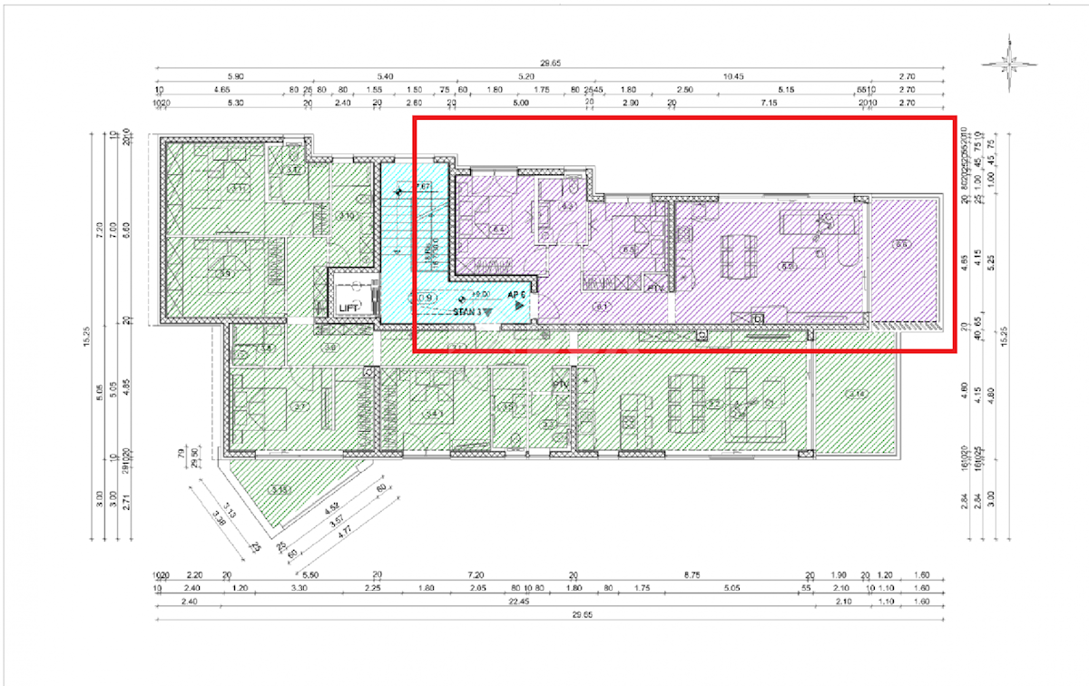 OPATIJA, CENTER - novozgrajeno stanovanje 77,09m2 s panoramskim pogledom na morje - STANOVANJE 6