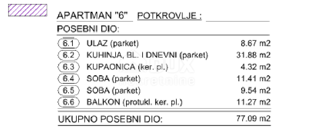 OPATIJA, CENTER - novozgrajeno stanovanje 77,09m2 s panoramskim pogledom na morje - STANOVANJE 6