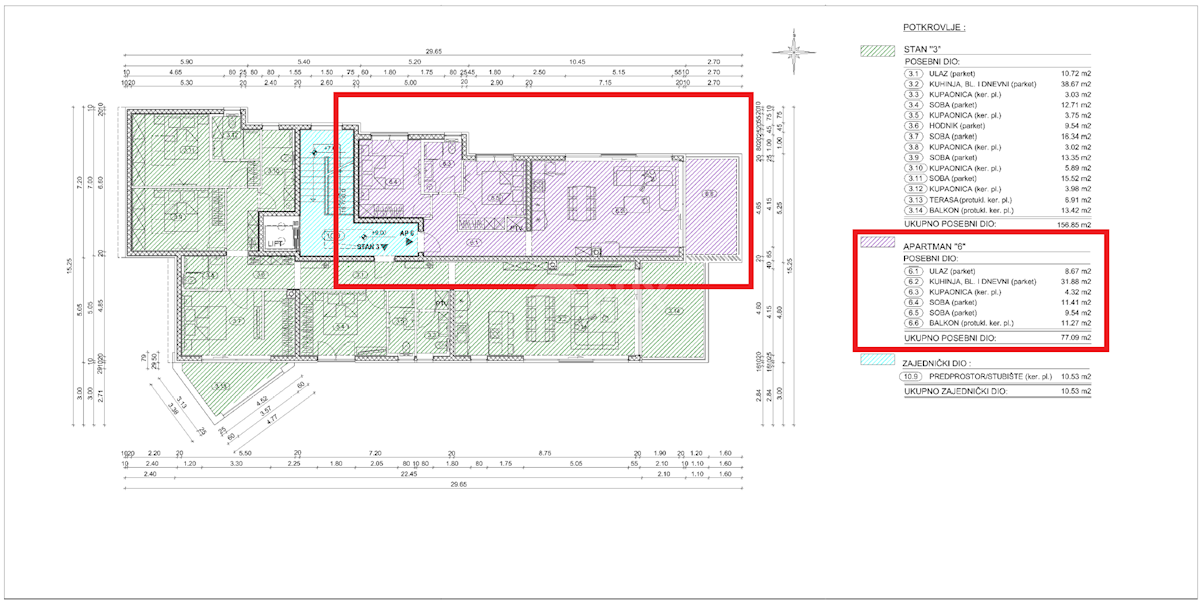 OPATIJA, CENTER - novozgrajeno stanovanje 77,09m2 s panoramskim pogledom na morje - STANOVANJE 6