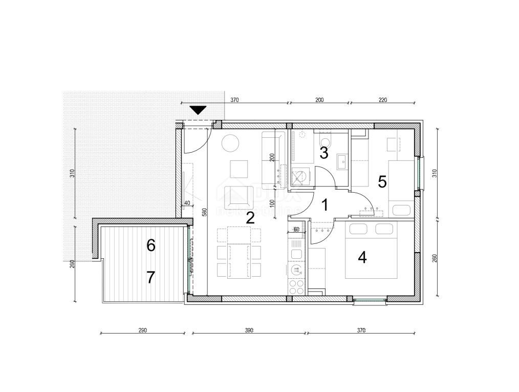 PAG, NOVALJA - Moderen apartma s pogledom na morje, S.2.3.