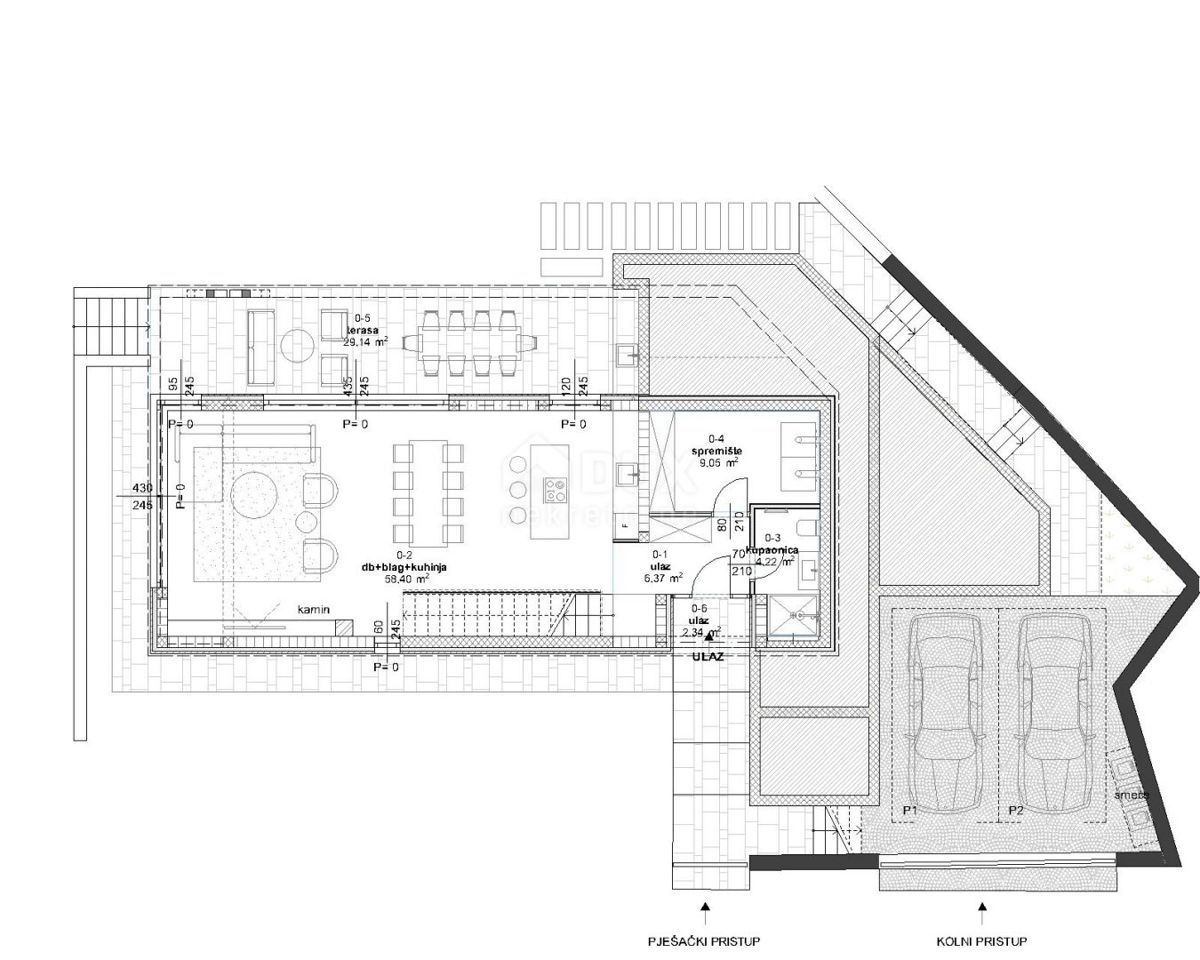 OTOK KRK, DOBRINJ (okolica) - Zemljišče s projektom moderne vile