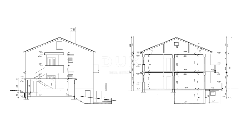 KOSTRENA, REKA - samostojna hiša z vrtom in pogledom na morje, mirna ulica, 400m od morja