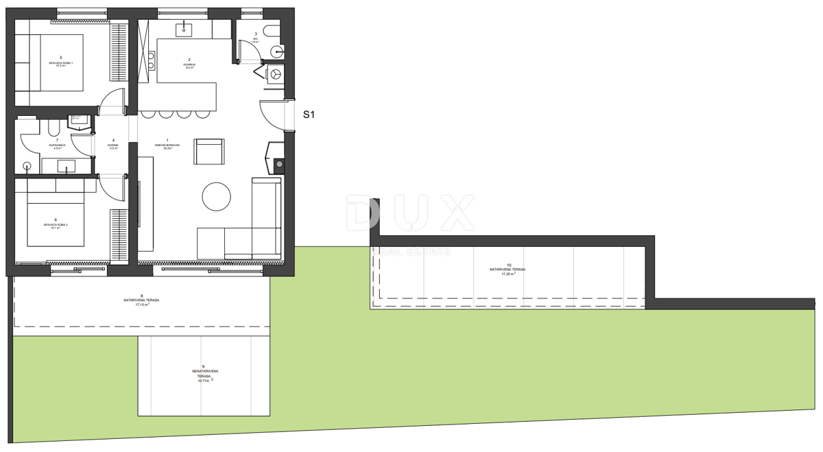ZADAR, ZATON - Novogradnja z vrtom 45 metrov od plaže! A1
