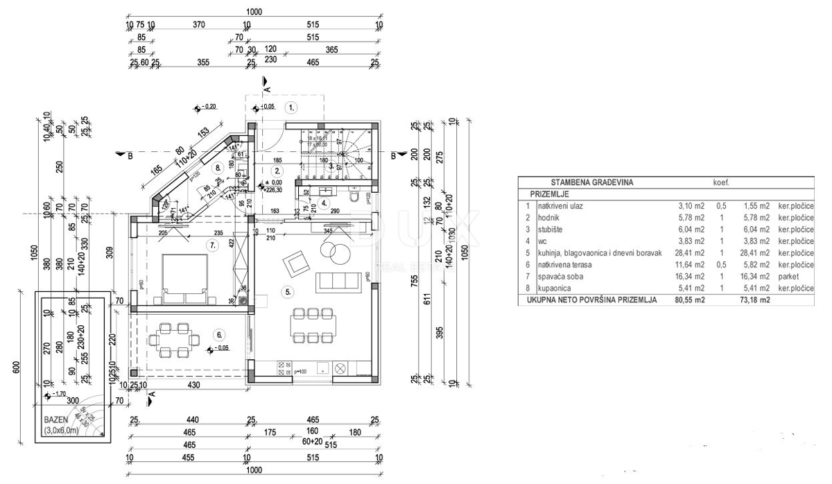 ISTRA, SVETVINČENAT – Privlačno zazidljivo zemljišče s projektom moderne hiše in bazena