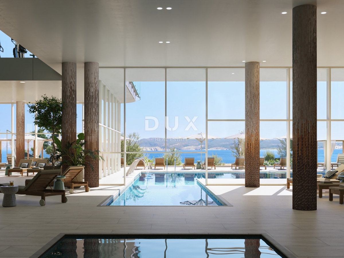 KVARNERSKA RIVIERA - 48m² veliko stanovanje v ekskluzivnem letovišču, prva vrsta ob morju z zasebno plažo