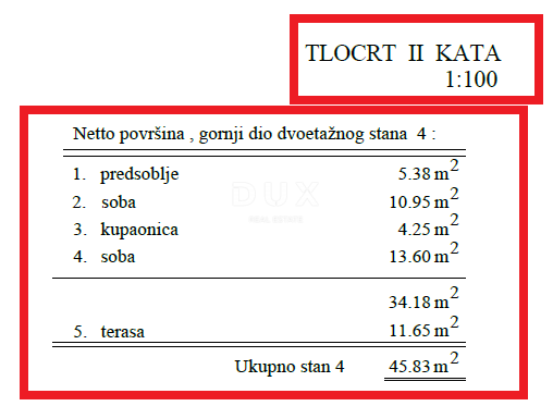 RIJEKA, PEHLIN, PODMURVICE - dvonadstropno stanovanje 106,97 m2 v novogradnji s pogledom na morje, dnevna soba + 3 spalnice. - STANOVANJE 4L