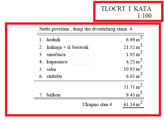 RIJEKA, PEHLIN, PODMURVICE - dvonadstropno stanovanje 106,97 m2 v novogradnji s pogledom na morje, dnevna soba + 3 spalnice. - STANOVANJE 4L