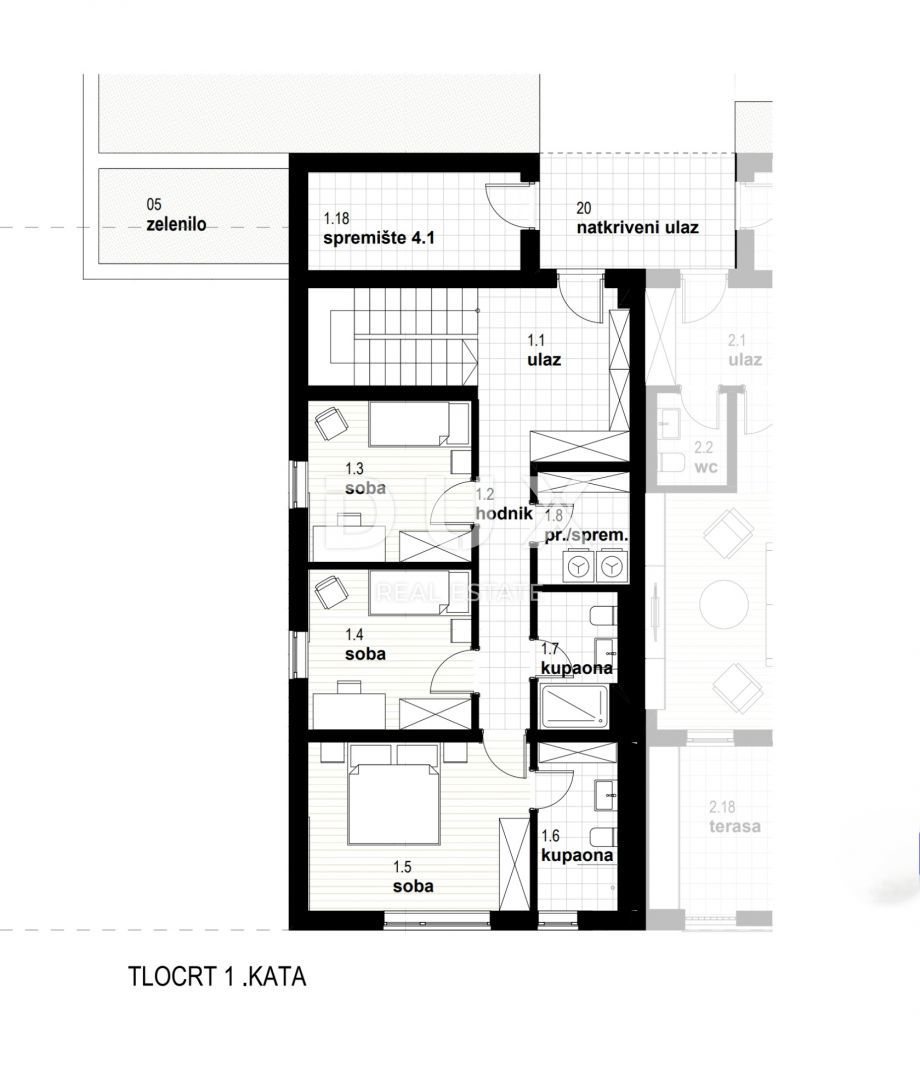 RIJEKA, KOSTRENA - ekskluzivno dvonadstropno stanovanje 163,89 m2 novogradnja s čudovitim pogledom na morje in bazen + vrt 176,65 m2 - S1-D