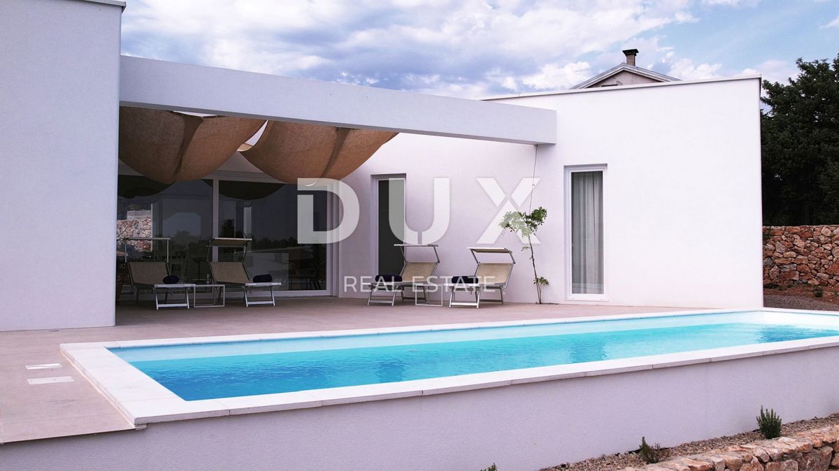 OTOK KRK, LINARDIĆI - Luksuzna moderna enonadstropna hiša z bazenom in pogledom na morje