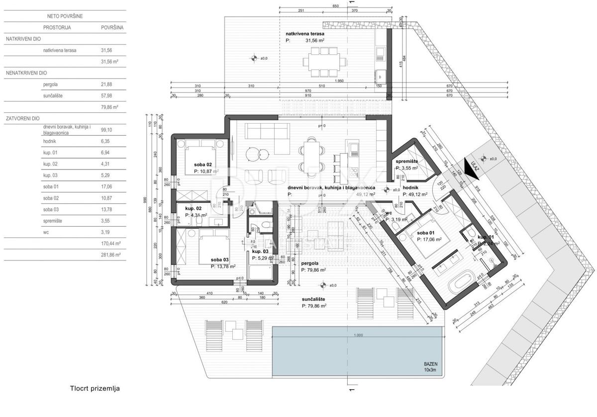 OTOK KRK, LINARDIĆI - Luksuzna moderna enonadstropna hiša z bazenom in pogledom na morje