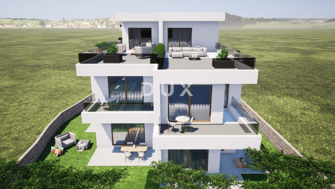 TRIBUNJ, SOVLJA - Apartma s strešno teraso v bližini plaže, pogled na morje