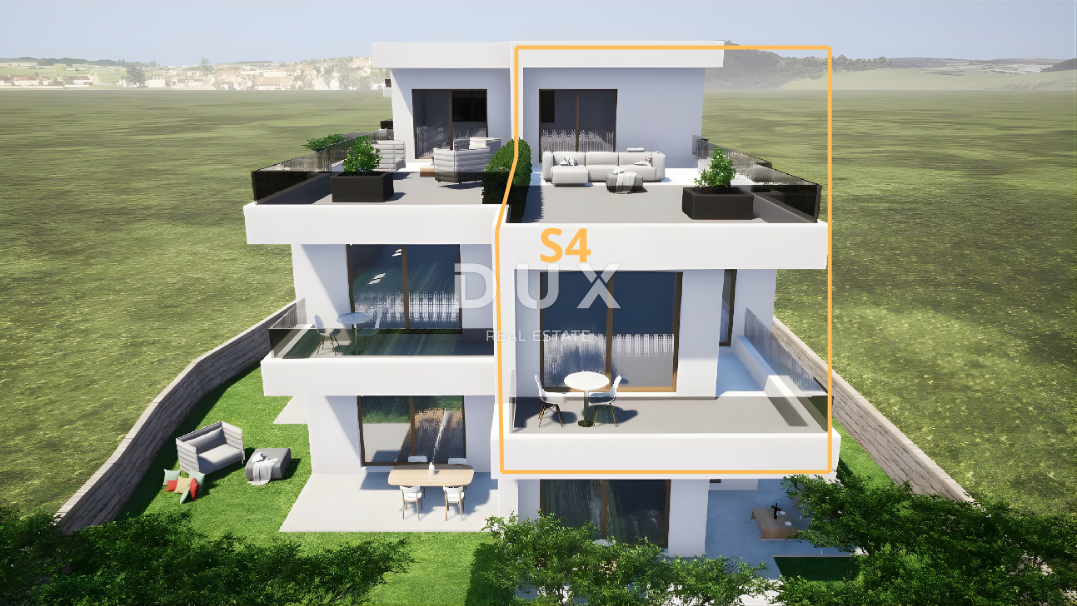 TRIBUNJ, SOVLJA - Apartma s strešno teraso v bližini plaže, pogled na morje