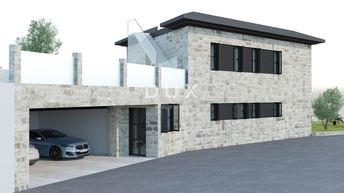 IČIĆI, POLJANE - stanovanje v novogradnji, 144m2, visoko pritličje, dnevna soba + 3 spalnice s pogledom na morje + 50m2 okolice