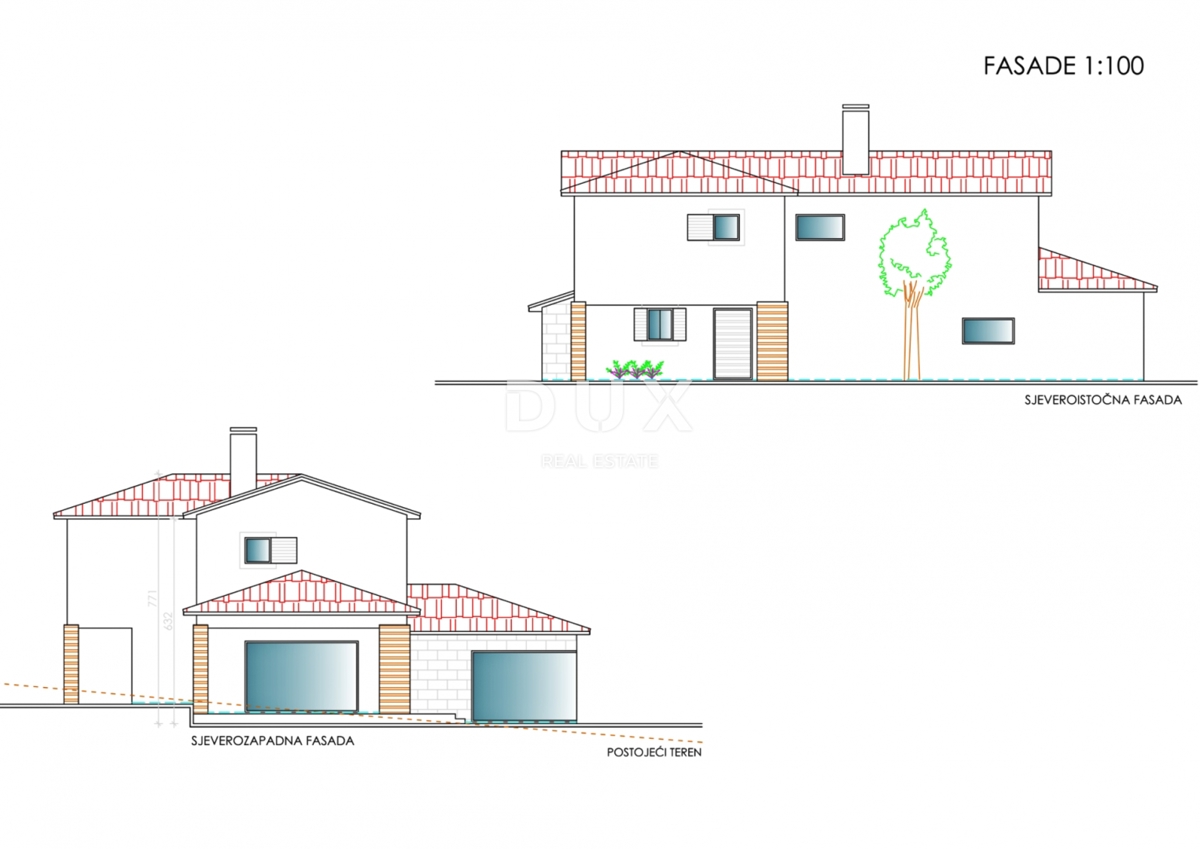 ISTRA, LABIN - Prostorno zemljišče z gradbenim dovoljenjem