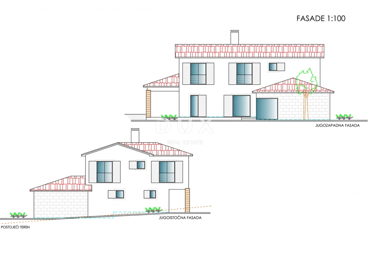 ISTRA, LABIN - Prostorno zemljišče z gradbenim dovoljenjem