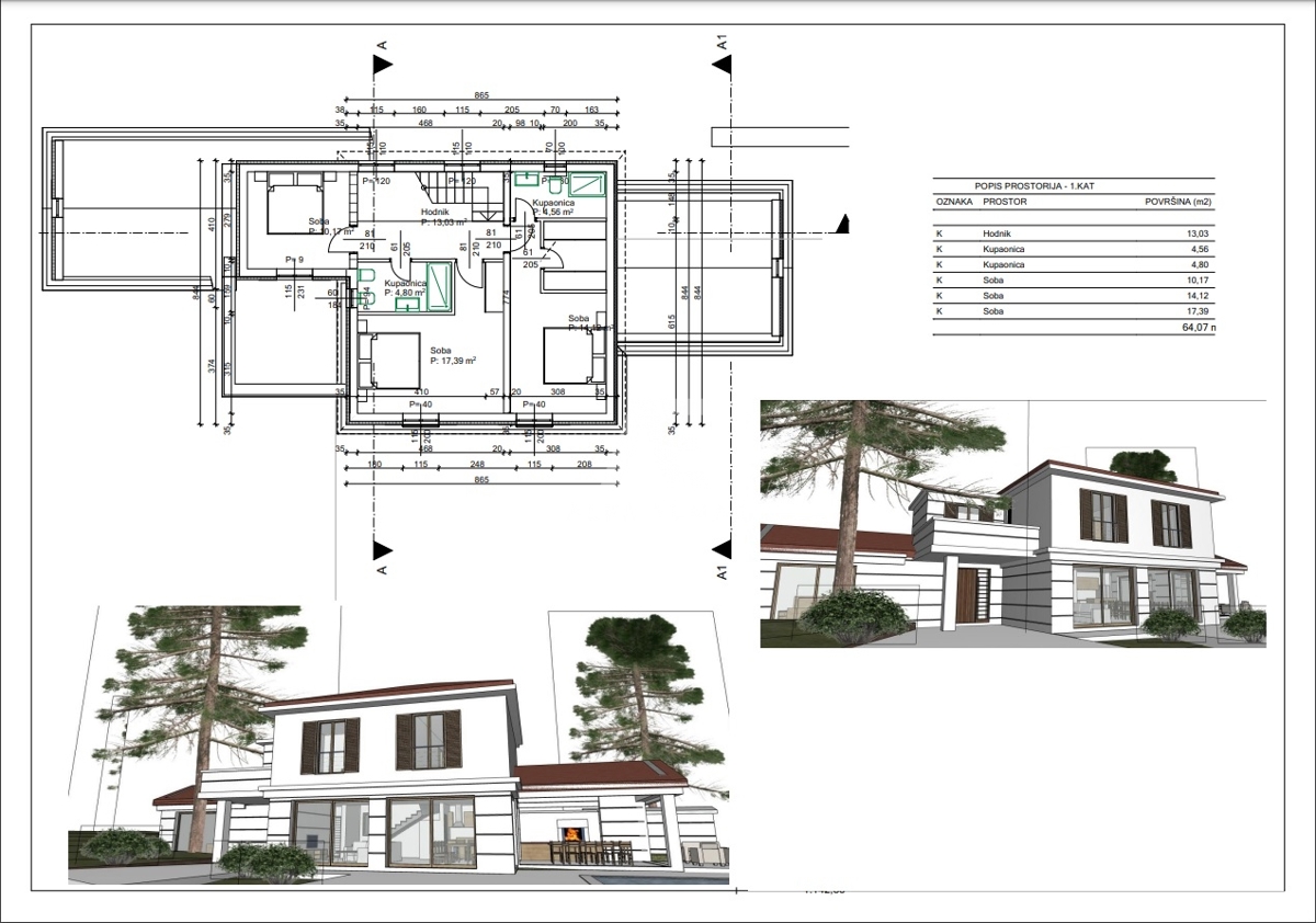 Prodaja gradbenega zemljišča s projektno dokumentacijo v Korniću - ID 539