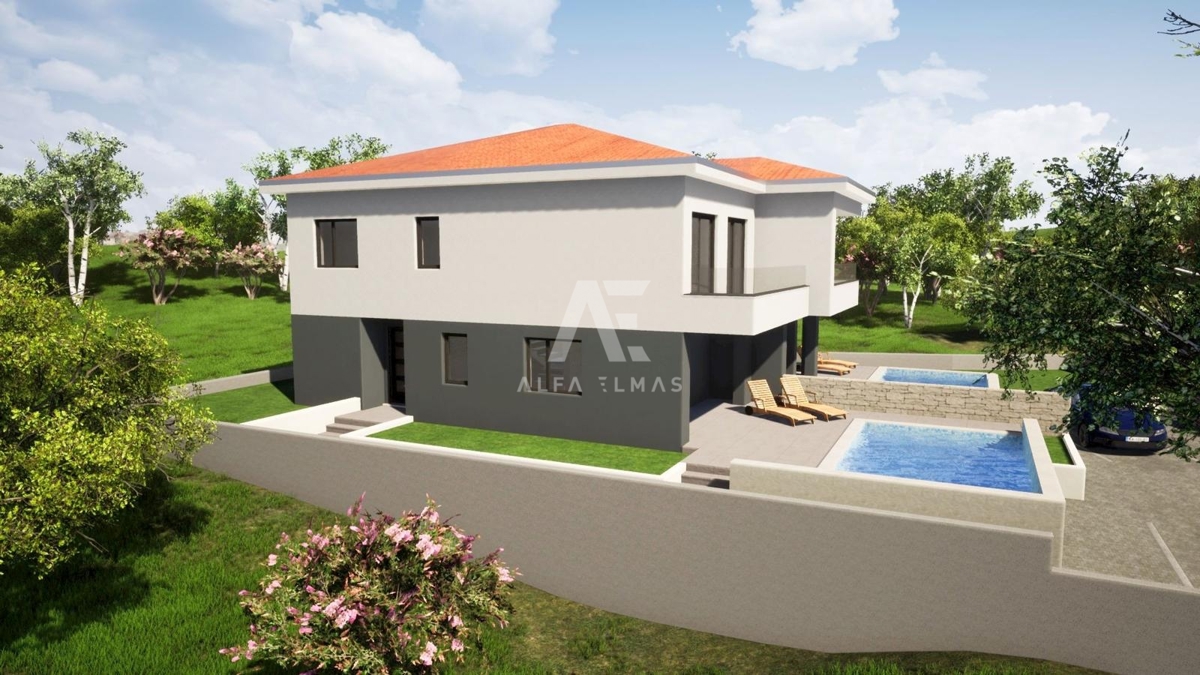 Malinska, dvojdom s bazénom! Kľúč na ruky! ID 654