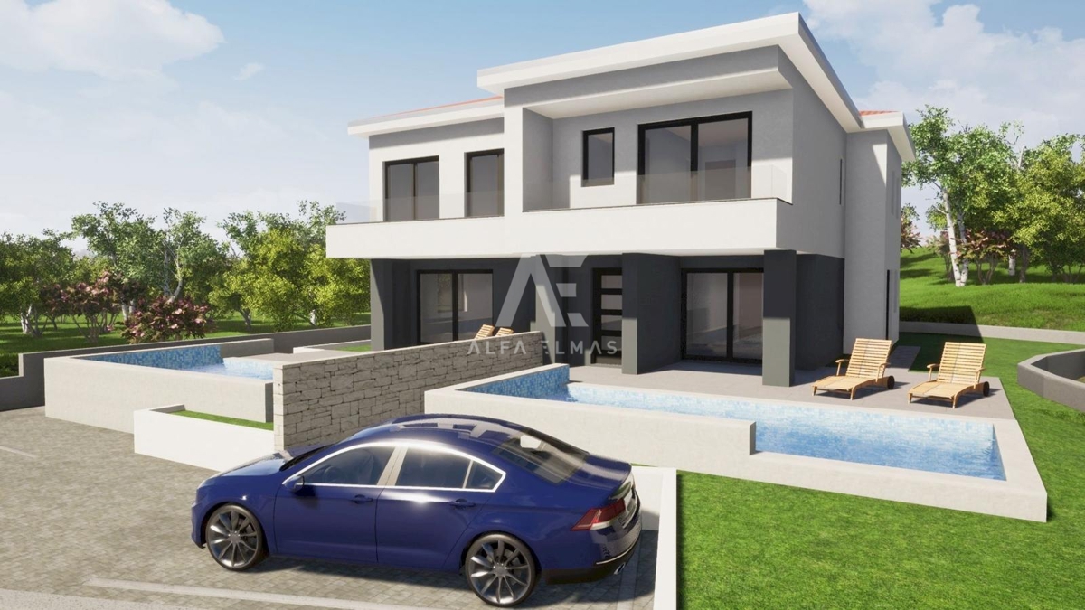 Malinska, dvojdom s bazénom! Kľúč na ruky! ID 654