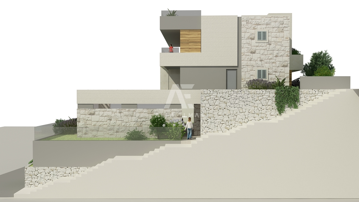 Brač, Selca – redka priložnost: gradbeno zemljišče v prvi vrsti ob morju s pravnomočnim dovoljenjem ID 565