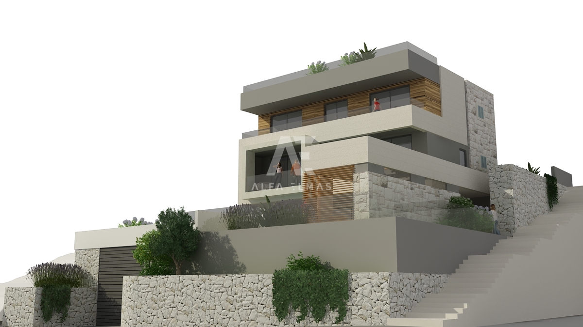 Brač, Selca – redka priložnost: gradbeno zemljišče v prvi vrsti ob morju s pravnomočnim dovoljenjem ID 565